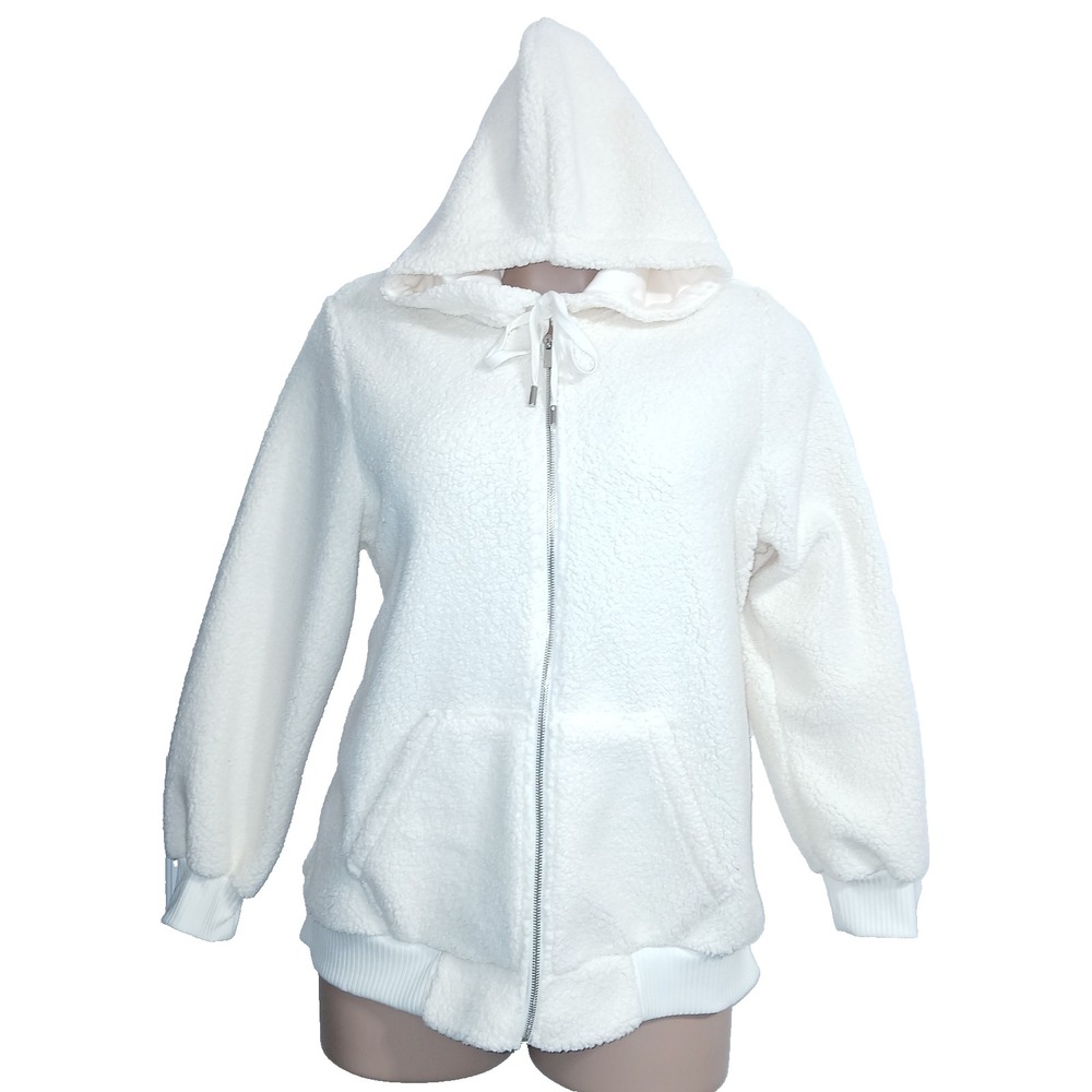Lane Bryant Sherpa Fleece Teddy Bear Hoodie Jacket Women 18 20 Cream Cozy Warm